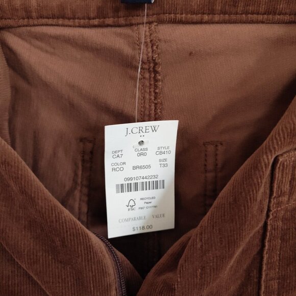 Ladies SZ 33 T J Crew Factory Lizzie Brown Corduroy Pants - Picture 5 of 5
